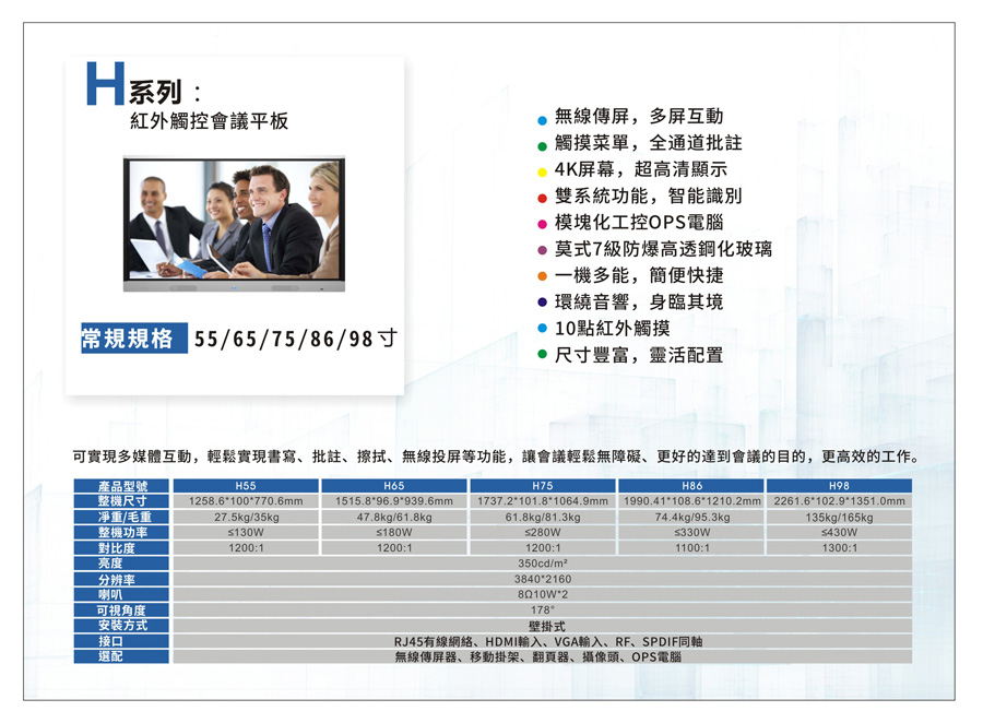 H系列大型會議教學觸控一體機86吋 產品介紹圖 18